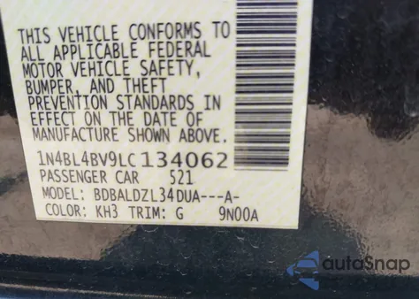 2020 Nissan Altima S Fwd from USA, damaged, VIN 1N4BL4BV9LC134062